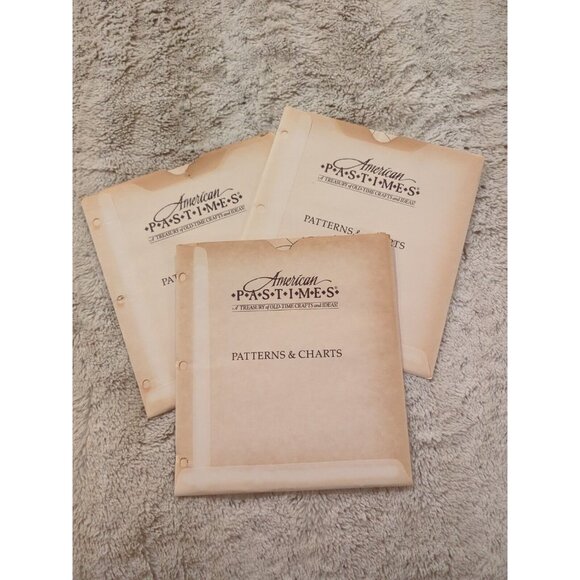 3 Folders American Pastimes Treasury of Old-time Craft Patterns And Charts 1988 - Picture 1 of 16